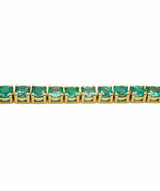 Luxury Promise Emerald tennis bracelet 18K Yellow gold 7.27 carats total circular-cut Zambian emeralds AHC1658