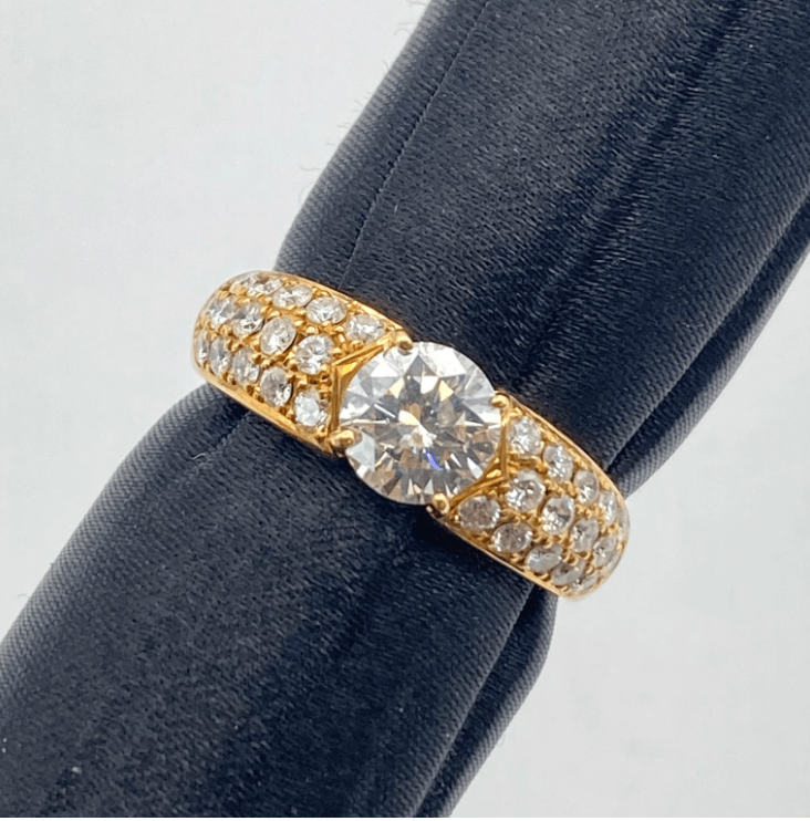 Luxury Promise K18 Diamond Ring, D0.86/D0.50, 3.9g US 5.5 55498