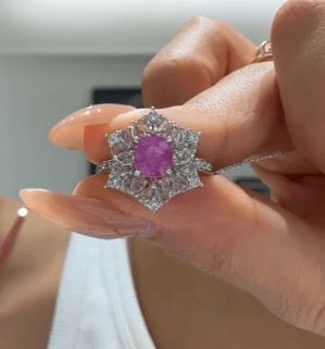 Luxury Promise K18 Diamond Unheated Padparadscha Sapphire Ring JQT630105B173