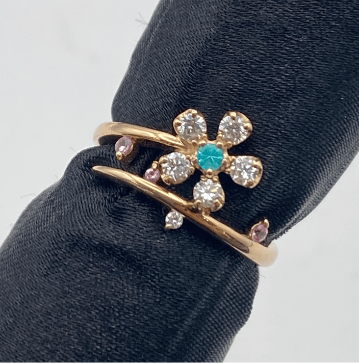 Luxury Promise K18 Paraiba Ring PTL0.03 D0.16 TO0.02 2.8g NGL US 3 53097