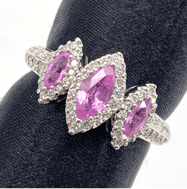 Luxury Promise K18 Pink Sapphire Ring PS0.75 D0.55 5g US 7 53961