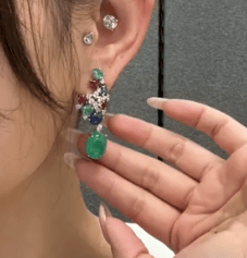 Luxury Promise K18WG Minor INT. GREEN Emerald EARRING CX8953