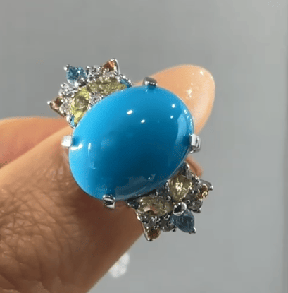 Luxury Promise K18WG Turquoise Ring J0713L7LLC
