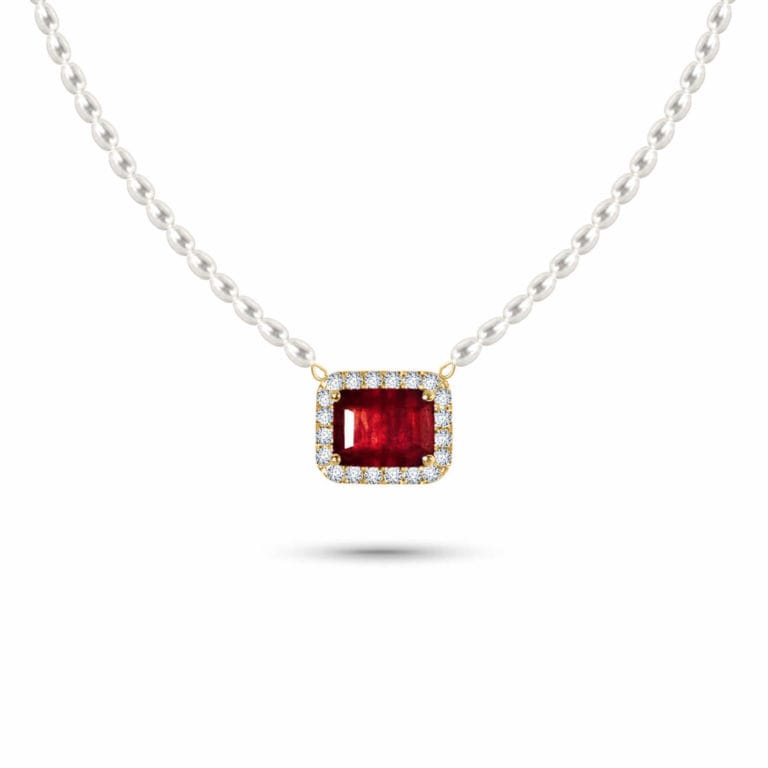 Luxury Promise Necklace Cleopatra Pearls 18K, Diamonds & Precious Stones - Ruby ASL10081