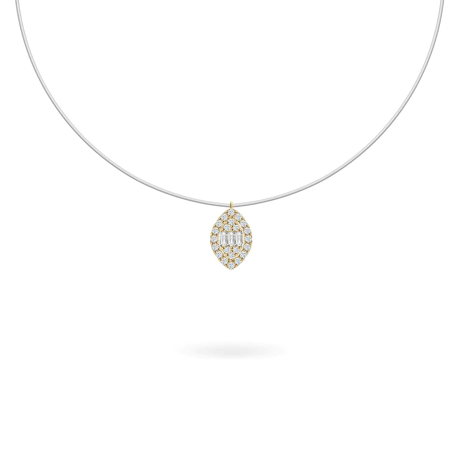 Luxury Promise Necklace Floating Marquise 18K Gold and Diamonds ASL10075