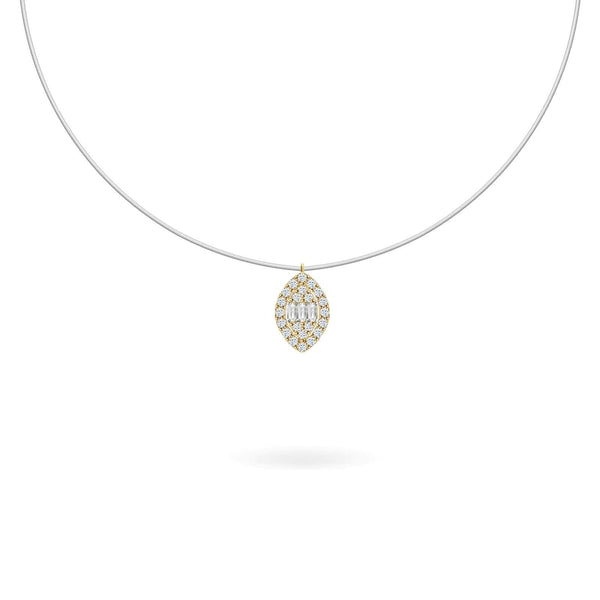 Luxury Promise Necklace Floating Marquise 18K Gold and Diamonds ASL10075