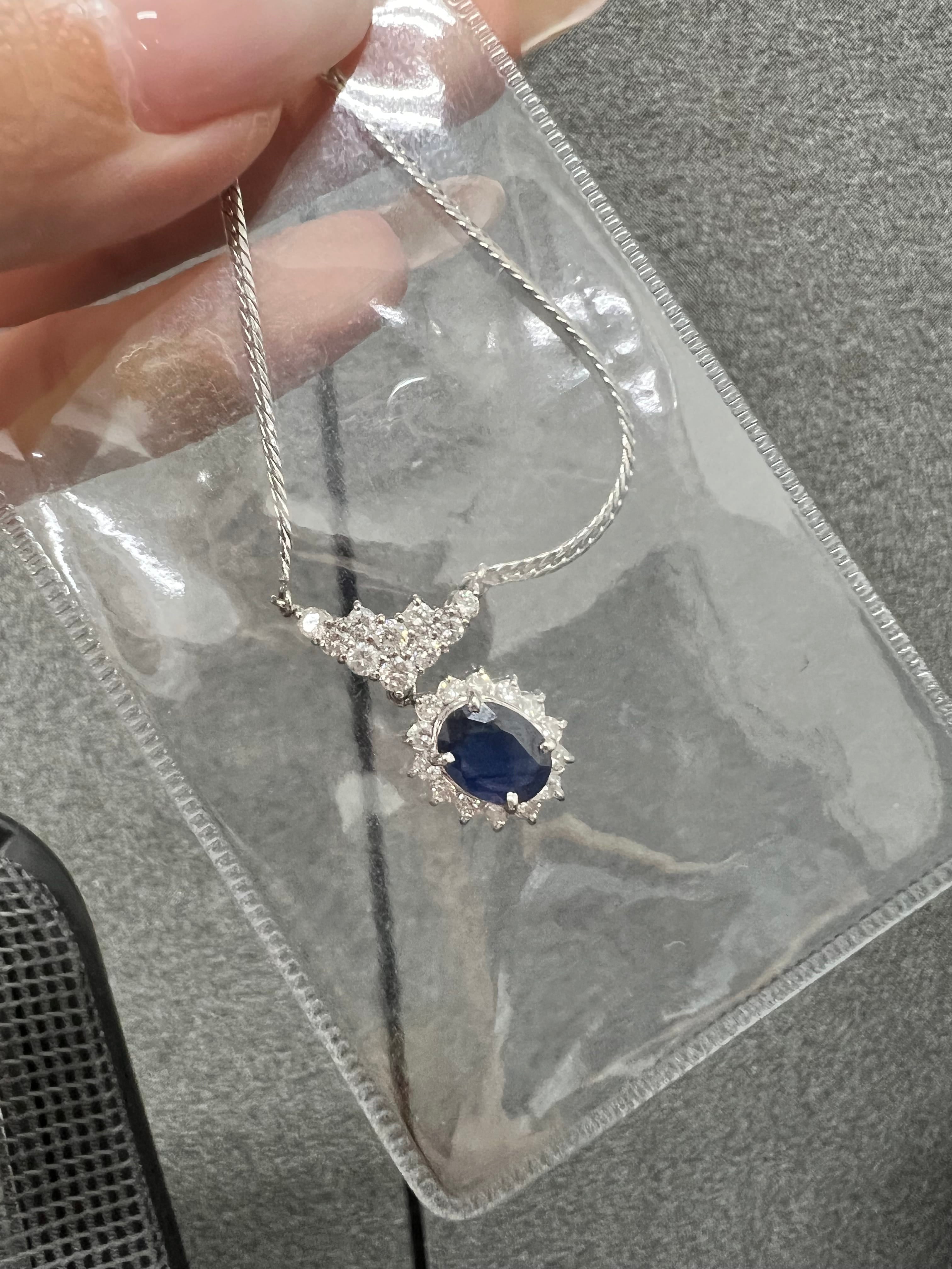 Luxury Promise PT850 VIVID BLUE Sapphire NECKLACE AE5279