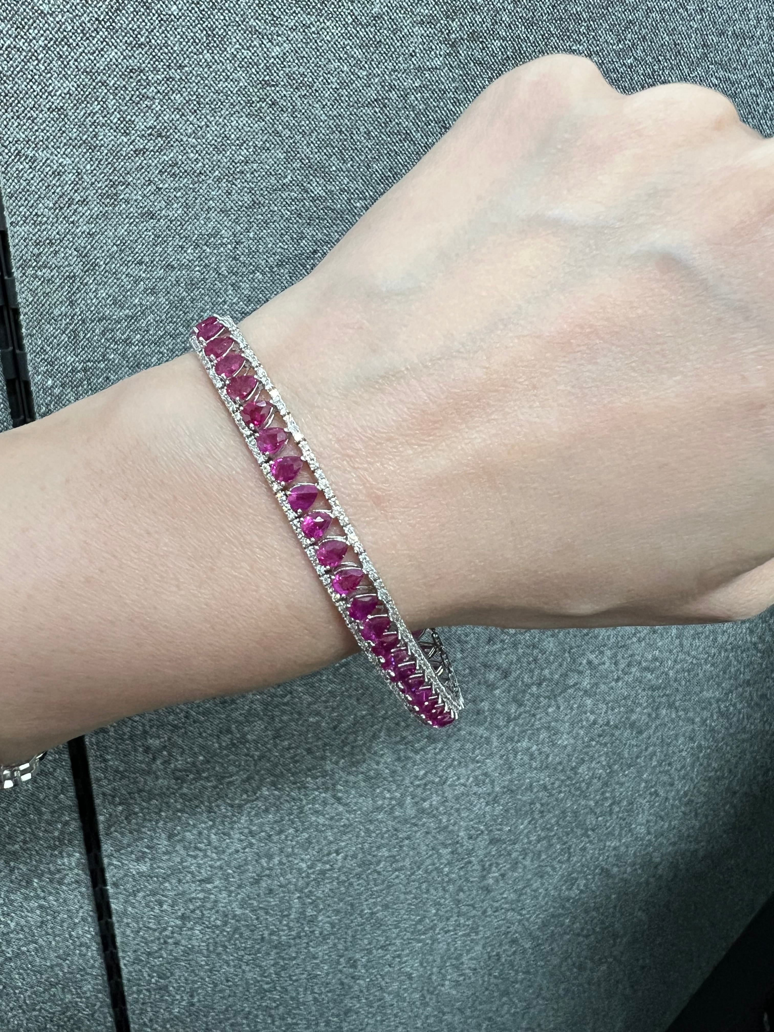 Luxury Promise PT900/850 NO HEAT Pigeon Blood Ruby BRACELET JJ242
