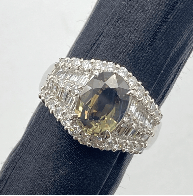 Luxury Promise Pt900 Alexandrite Ring AL3.058 D1.43 12.6g Medium US 8 55573