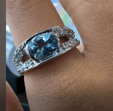 Luxury Promise PT900 Aquamarine Ring DA 0.47 10.7g 26-22208-0