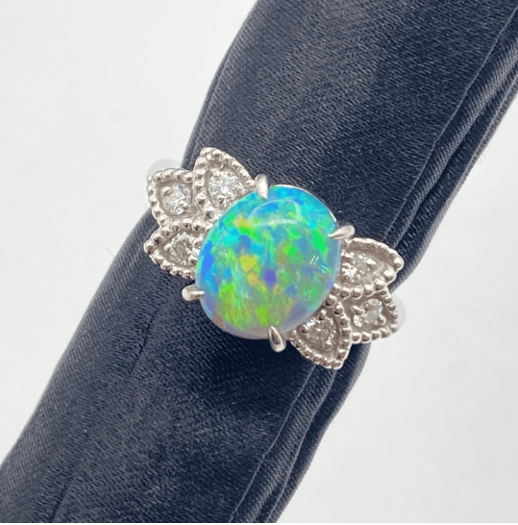 Luxury Promise Pt900 Black Opal Ring, BOP2.06 D0.16, 7.7g, Other appraisals US 6 55592