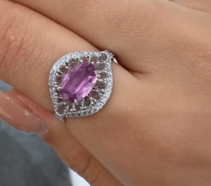 Luxury Promise PT900 diamond and unheated sapphire ring H0658A780