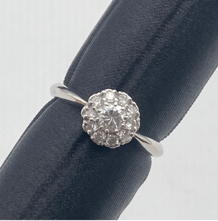 Luxury Promise Pt900 Diamond Ring D0.25 D0.26 4.2g US 6.5 55441