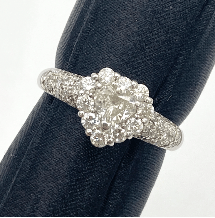 Luxury Promise Pt900 Diamond Ring D0.353 D0.62 4.8g US 7 53038
