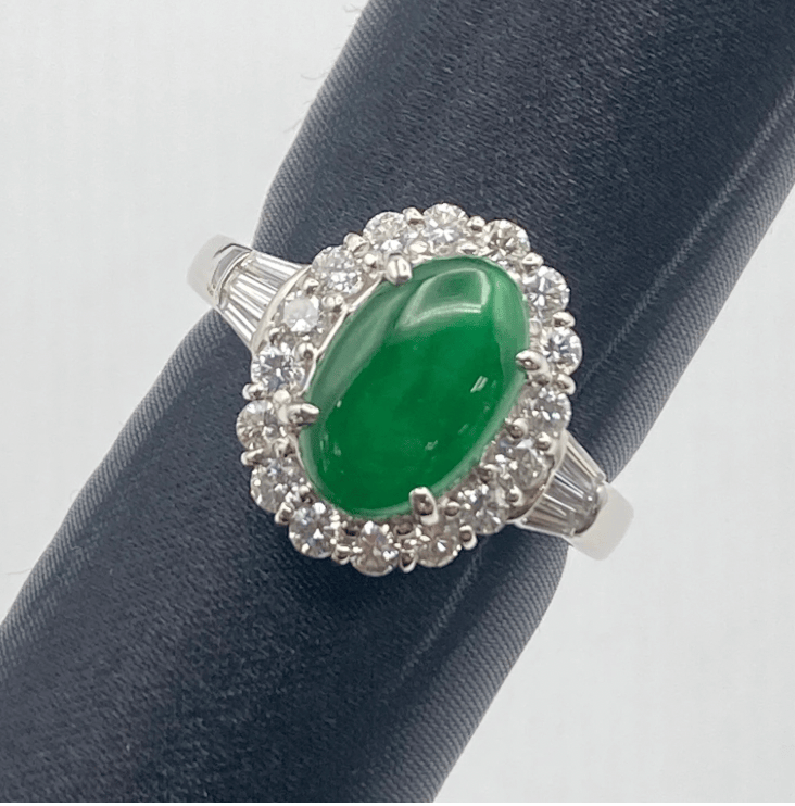 Luxury Promise Pt900 Jade Ring JD2.08 D0.82 8.9g GRJ US 8 55540