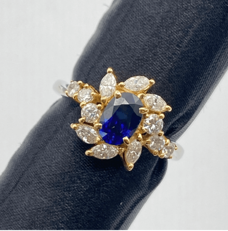 Luxury Promise Pt900/K18 Sapphire Ring S1.00 D0.68 5.6g GRJSO US 7 53108