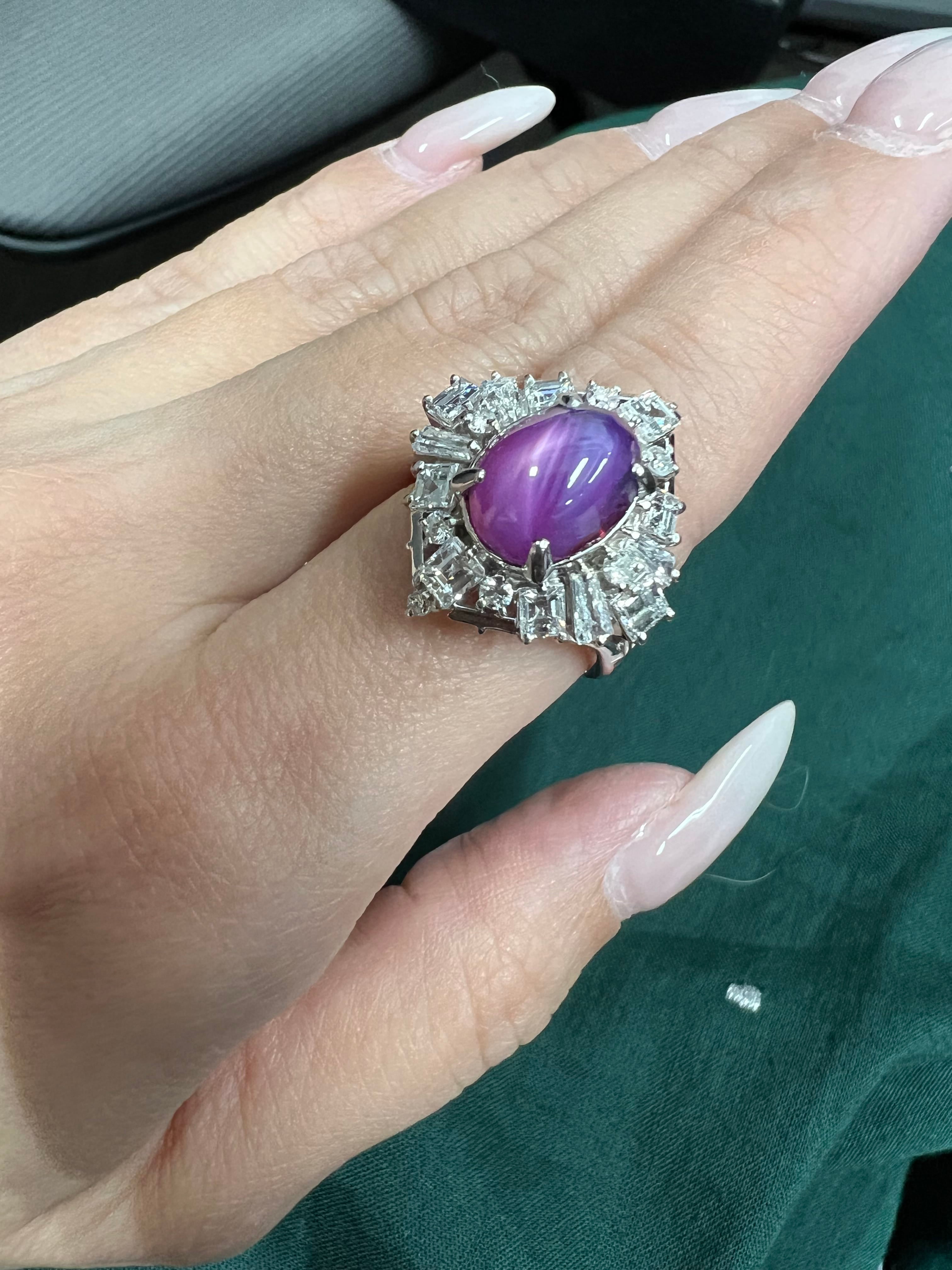 Luxury Promise PT900 NO HEAT PINK. PURP. Purple Star Sapphire RING CX9042