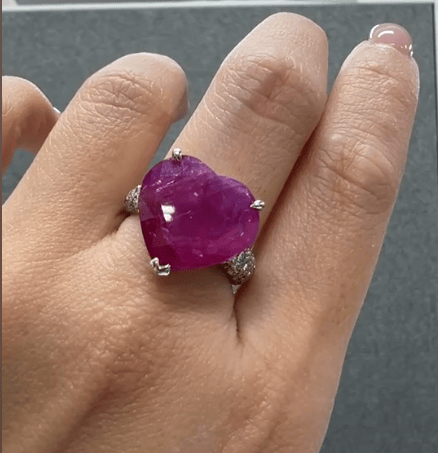 Luxury Promise PT900 NO HEAT Purplish Red Ruby RING JM1699