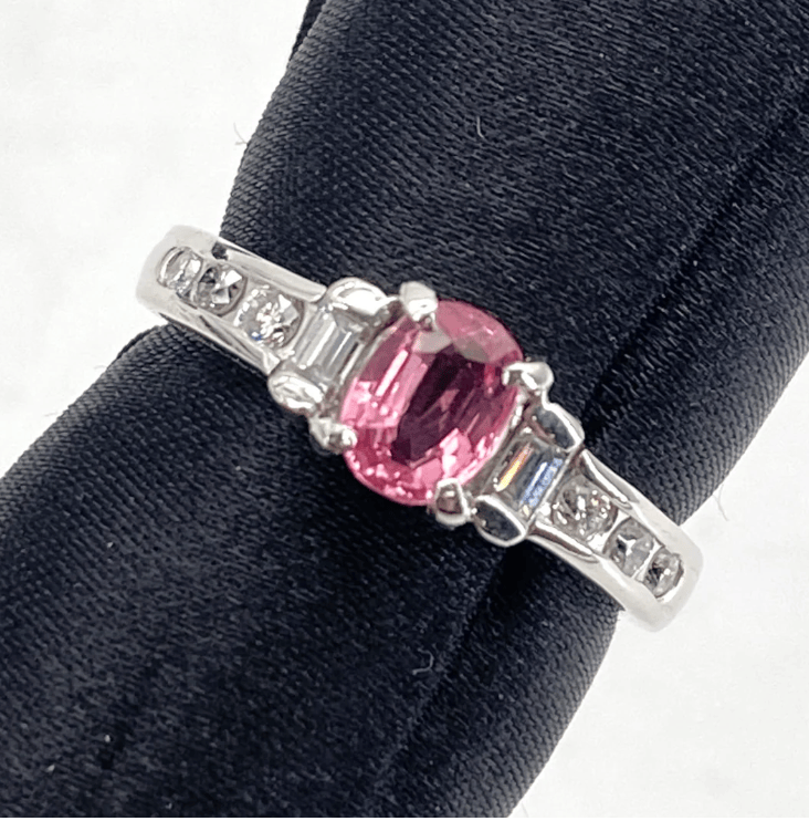 Luxury Promise Pt900 padparadscha Ring PA0.767 D0.35 6g Medium Size US 6.5 54134