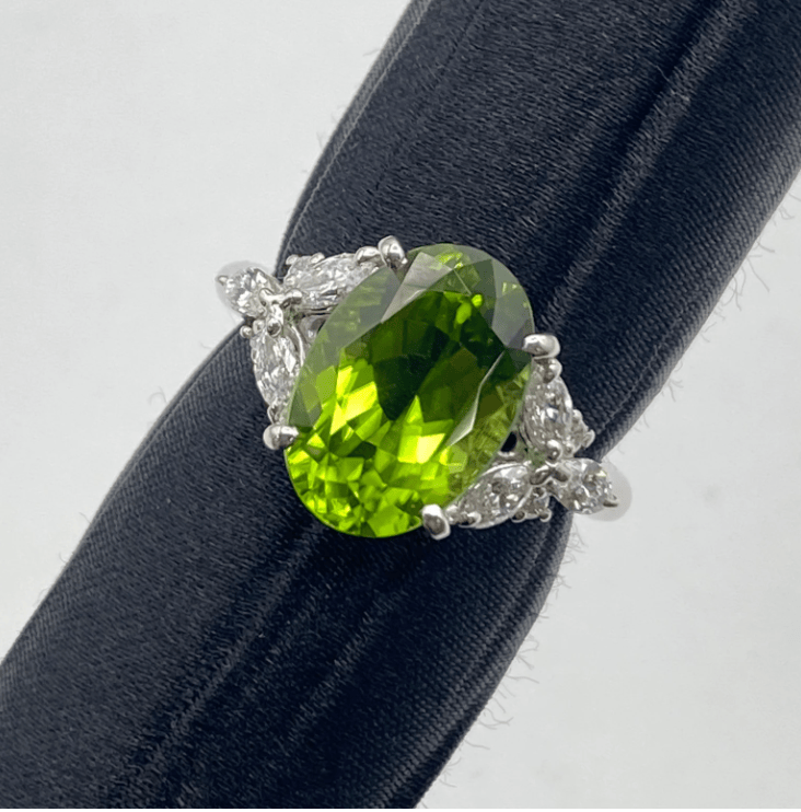 Luxury Promise Pt900 Peridot Ring PER4.63 D0.51 6.9g GRJ US 6 55002
