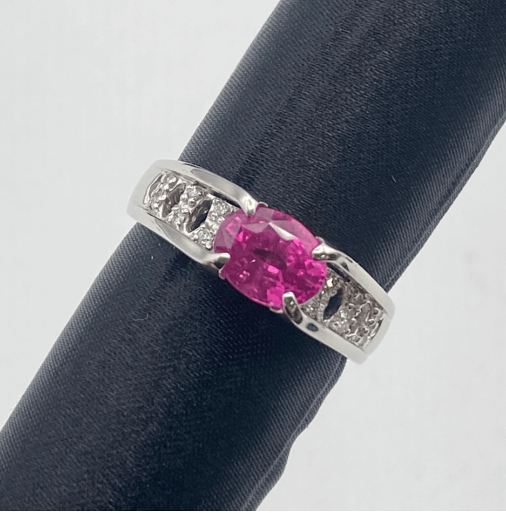 Luxury Promise Pt900 Pink Sapphire Ring PS1.56 D0.11 9.1g Medium US 8.5 55513