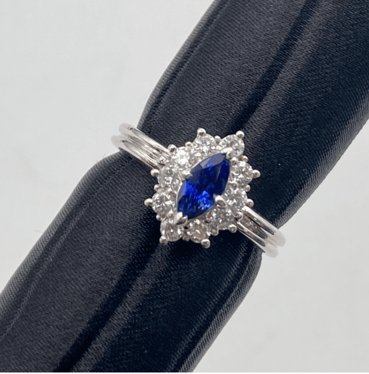 Luxury Promise Pt900 Sapphire Ring S0.46 D0.34 5.7g US 6.5 55450