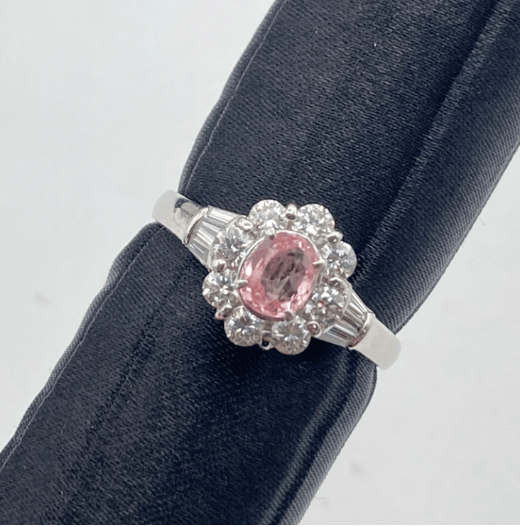 Luxury Promise Pt900 Sapphire Ring S0.603 D0.57 4.2g US 7.5 55445