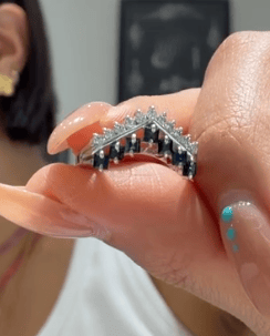 Luxury Promise PT950 Diamond and Sapphire Ring JQT61392A750