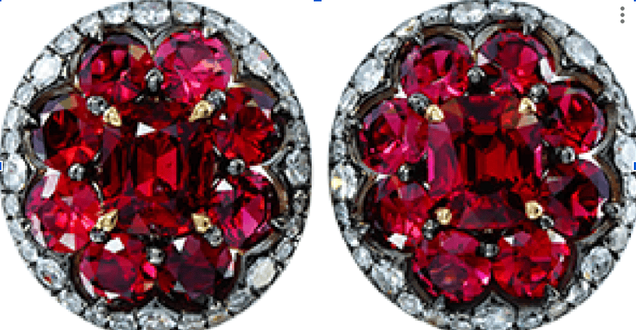 Luxury Promise Red Spinel Diamonds Earrings  E1518