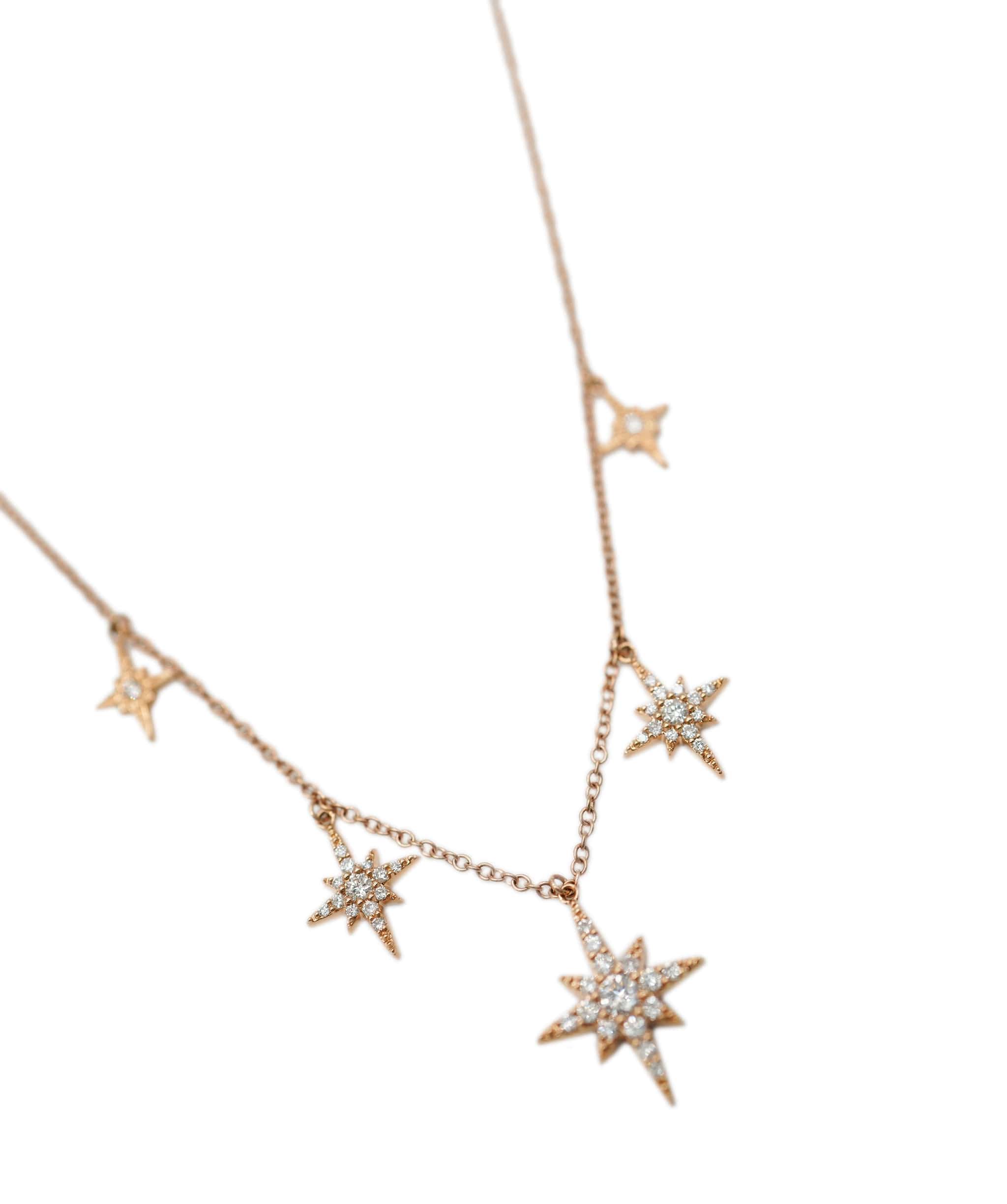 Luxury Promise Rose gold and diamond star necklace 18K RG (Apx 0.40cts total) AHL1026