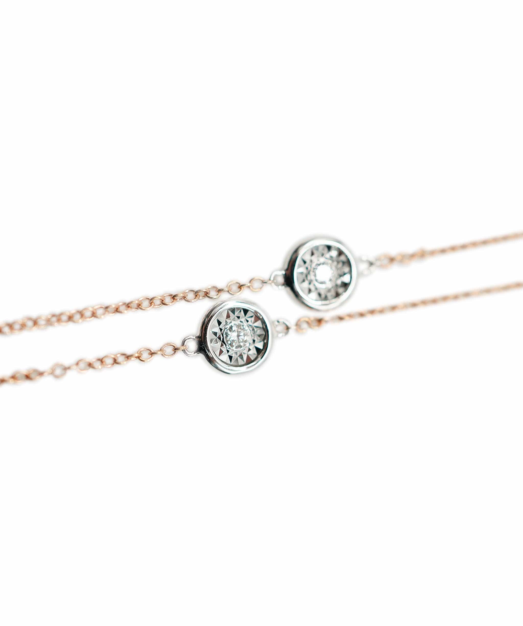 Rose gold circle diamond necklace 18K AHC1199 – LuxuryPromise