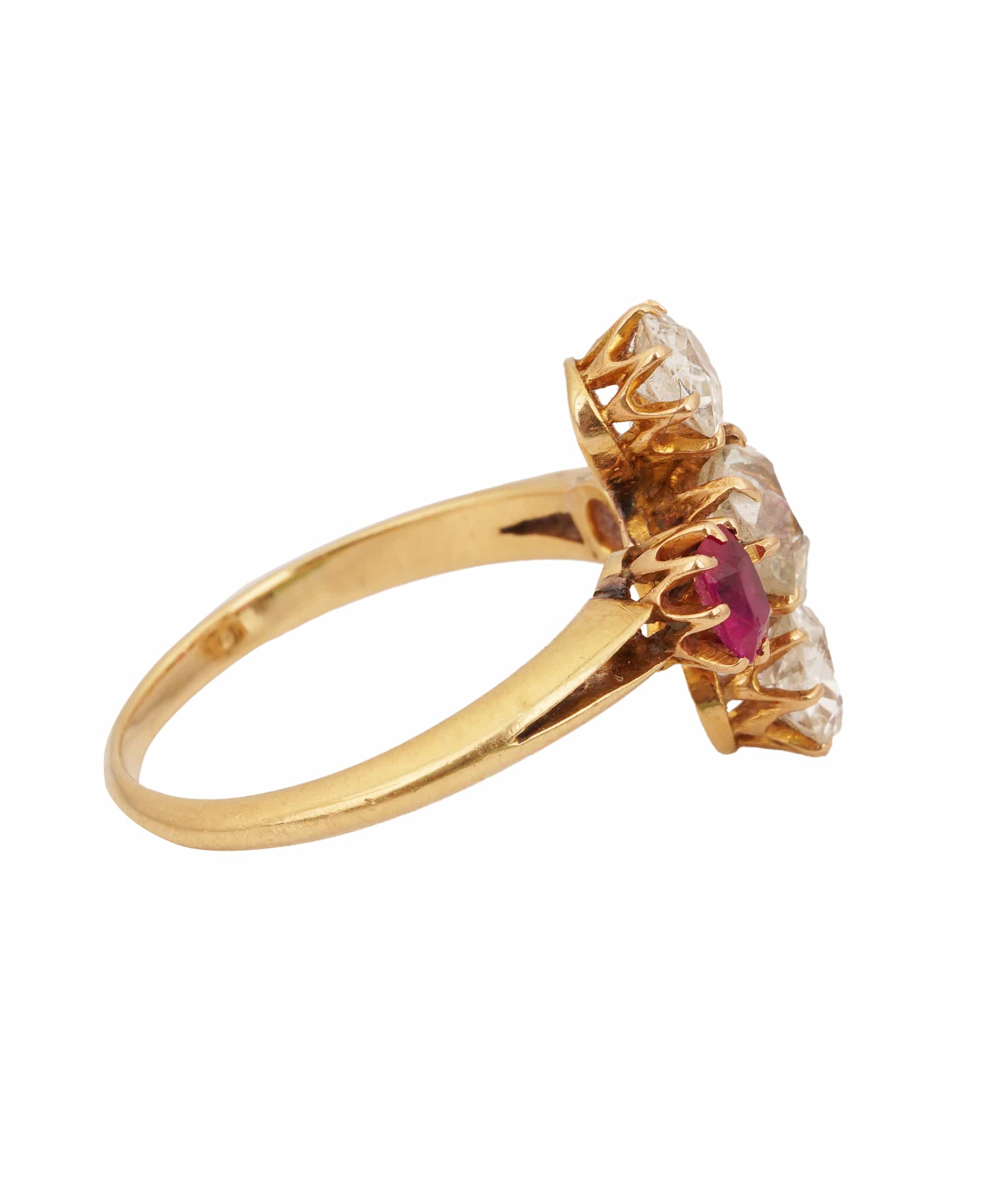 Luxury Promise RUBY DIA OLD CUT 5 STONE NESW RING RH2