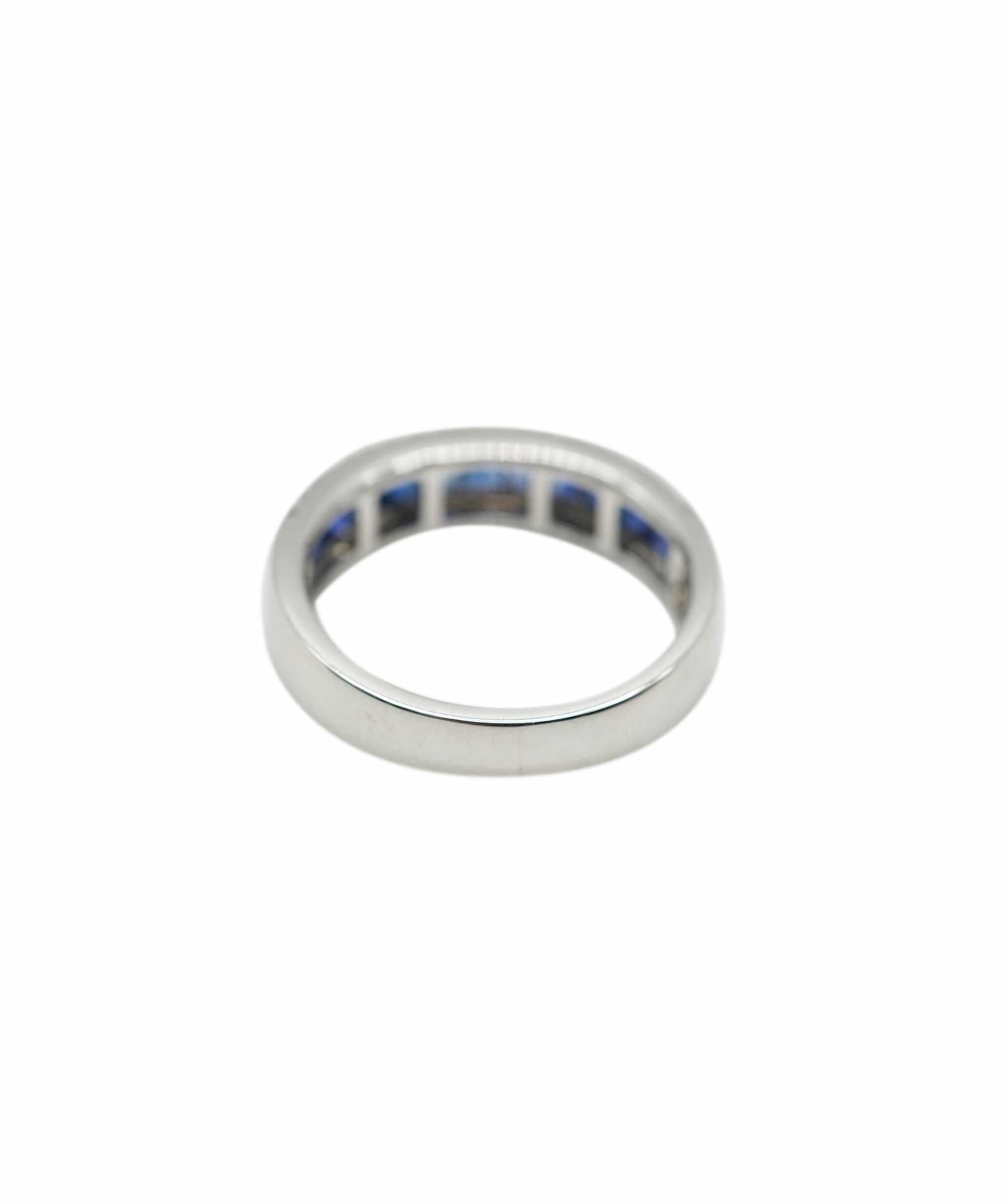 Luxury Promise Sapphire (apx. 0.80cts total) and diamond (apx. 0.40cts total) half-hoop ring 18K WG AHC1472