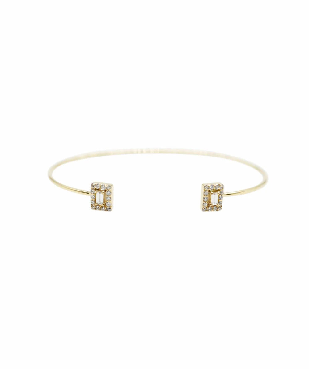 Small size Baguette and billiant-cut diamond torc bangle in YG DXBS1089