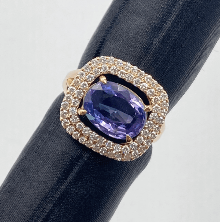 Luxury Promise Sri Lanka K18 Violet Sapphire Ring, No Heat, VS3.63 D0.64, 8.2g, GIA Certified. US 6 55607