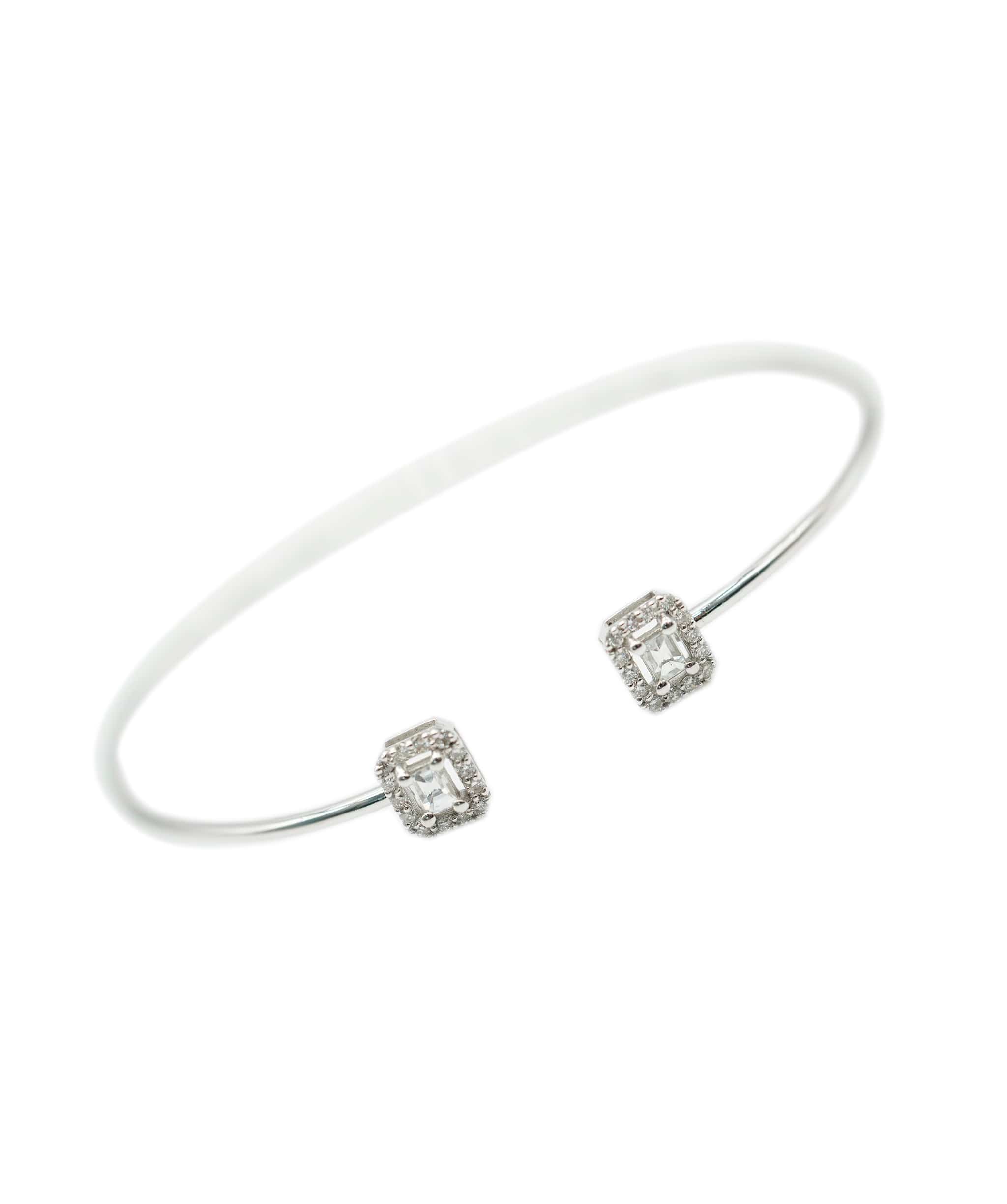 Luxury Promise Step-Cut diamond Torc Bangle White gold ASC1914