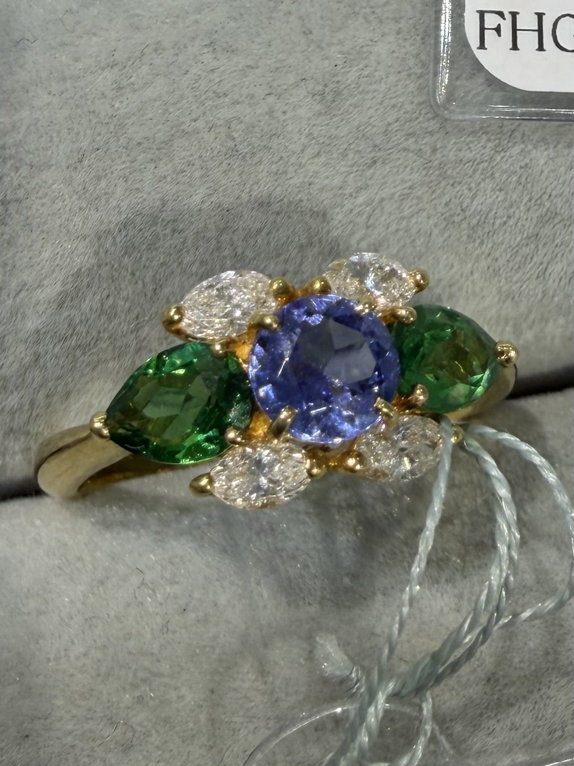 Luxury Promise Tanzanite & Tsavorite East West Diamond Ring in K18 / TZ / GG1.40ct / D0.37ct 0003 JJC0953