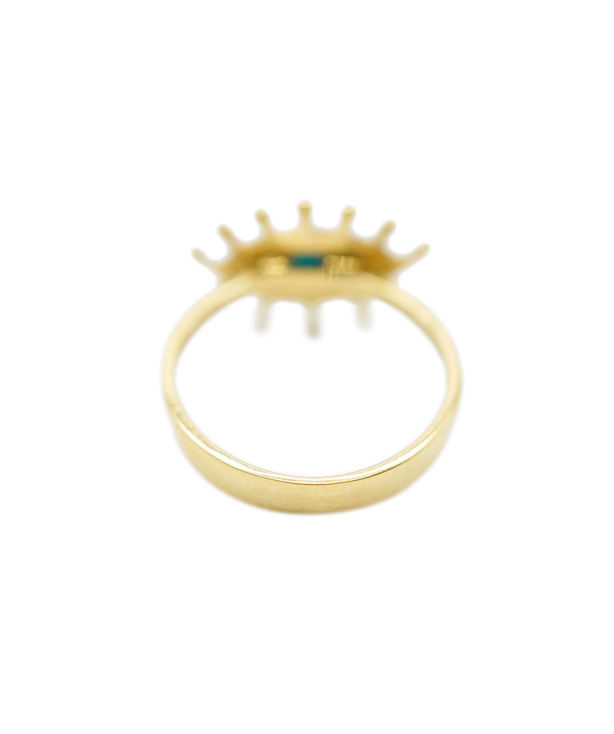 Luxury Promise Turquoise Eye Resin Diamond Ring 18K Yellow gold ASC1921