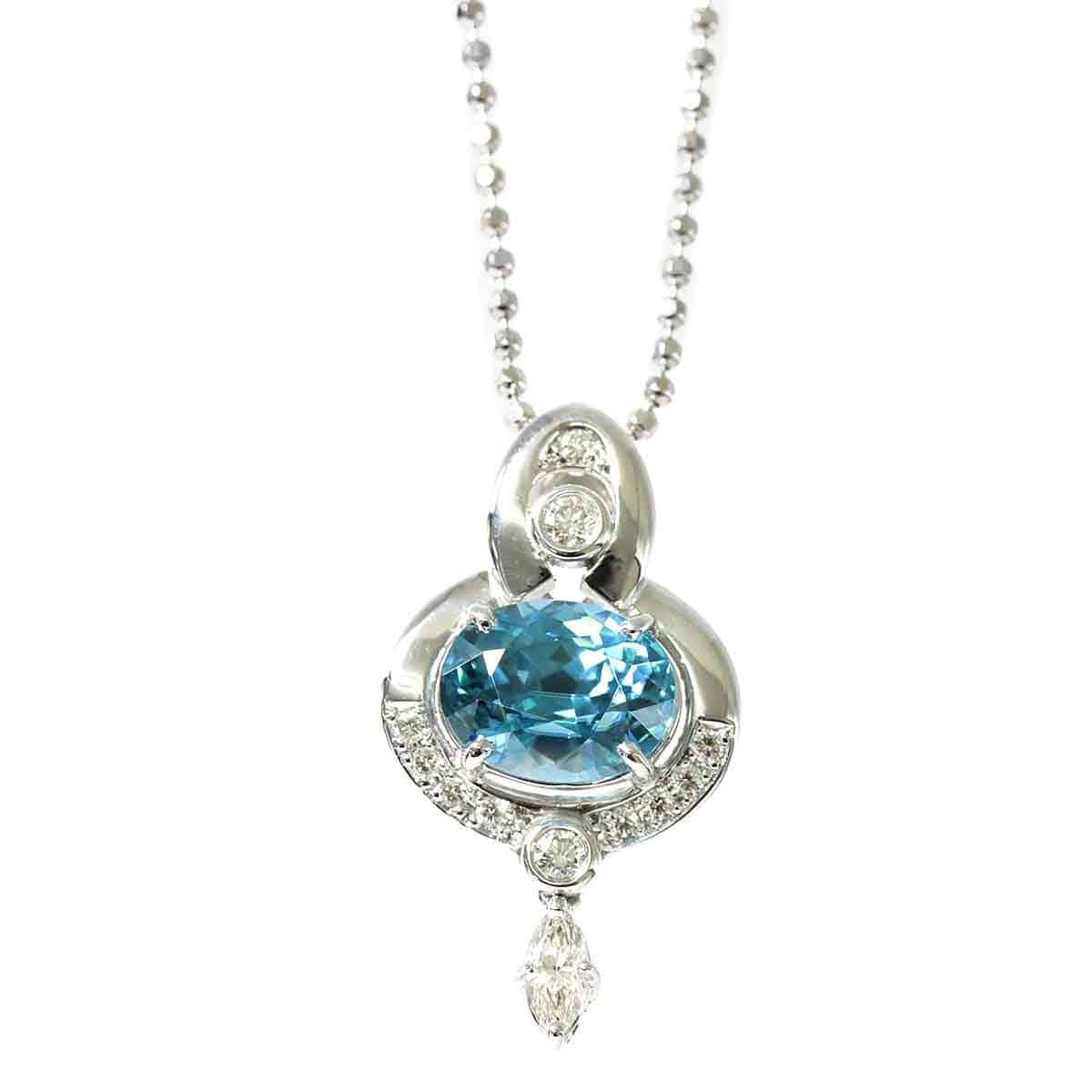 Luxury Promise Zircon 4.25ct Diamond 0.39ct Necklace 46cm K18 WG ASL8740