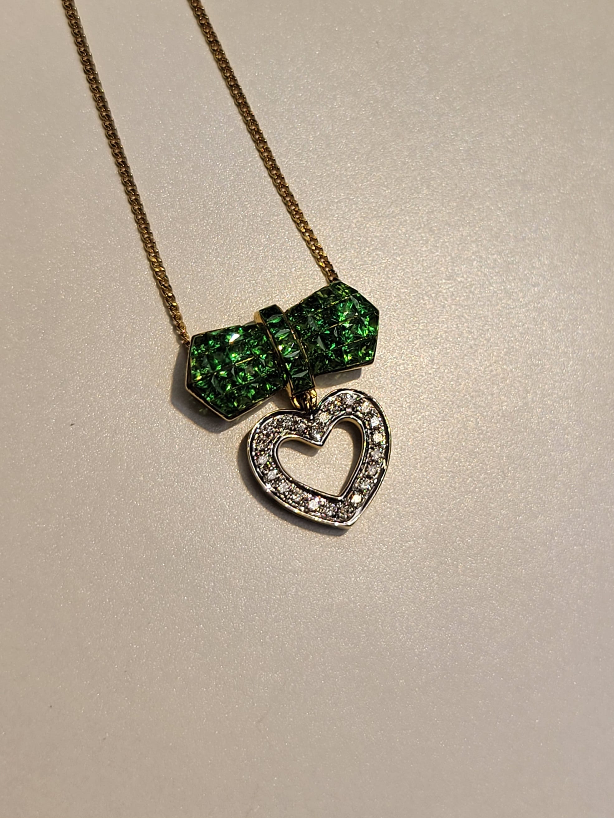 Luxury Promise Garnet&Diamond Necklace in 18K / GG1.30ct / D0.13ct (39cm) 4539 JJC0566