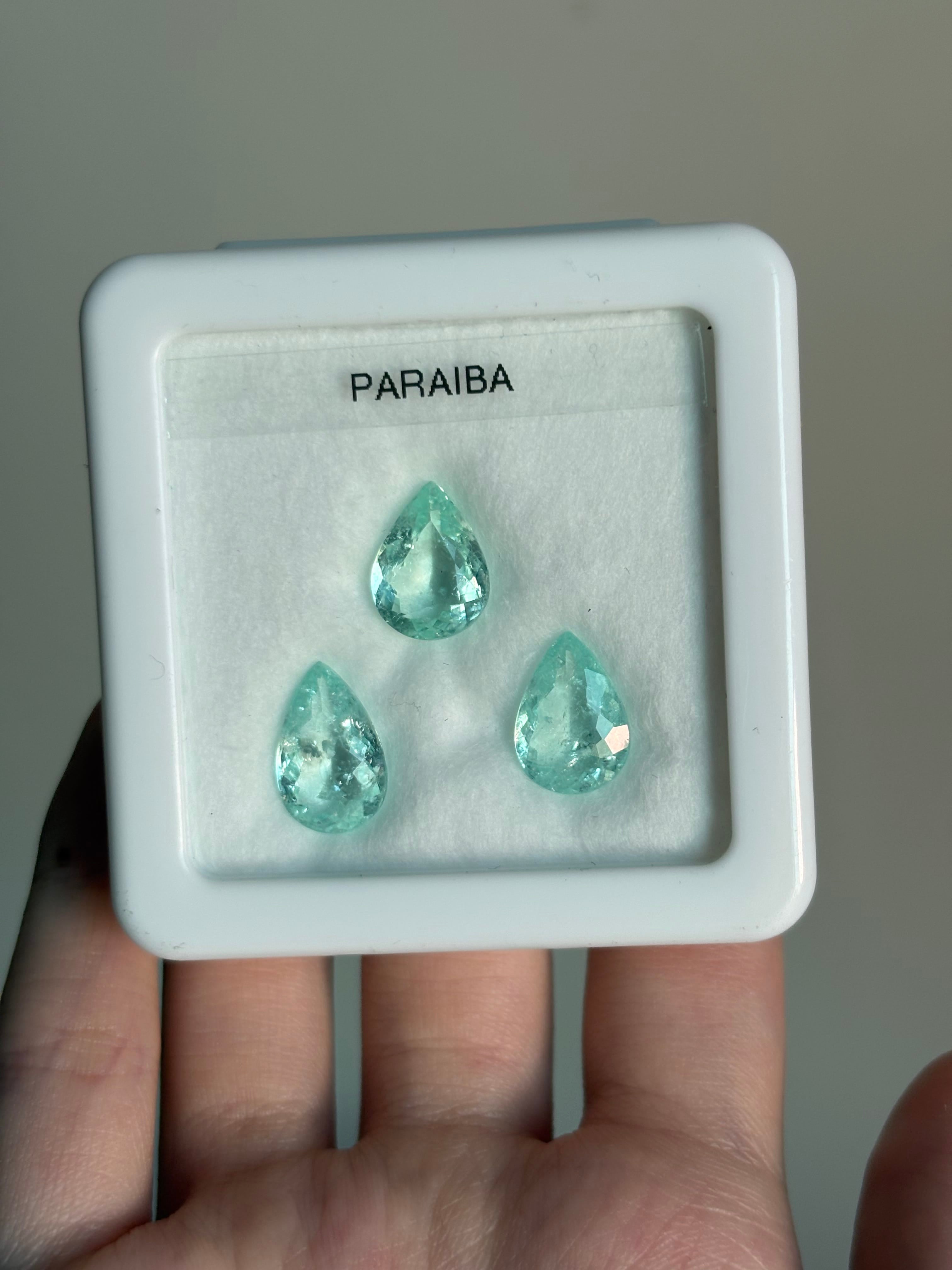 Luxury Promise 10.89ct Paraiba Pear Set (3pcs) DXBCD1722