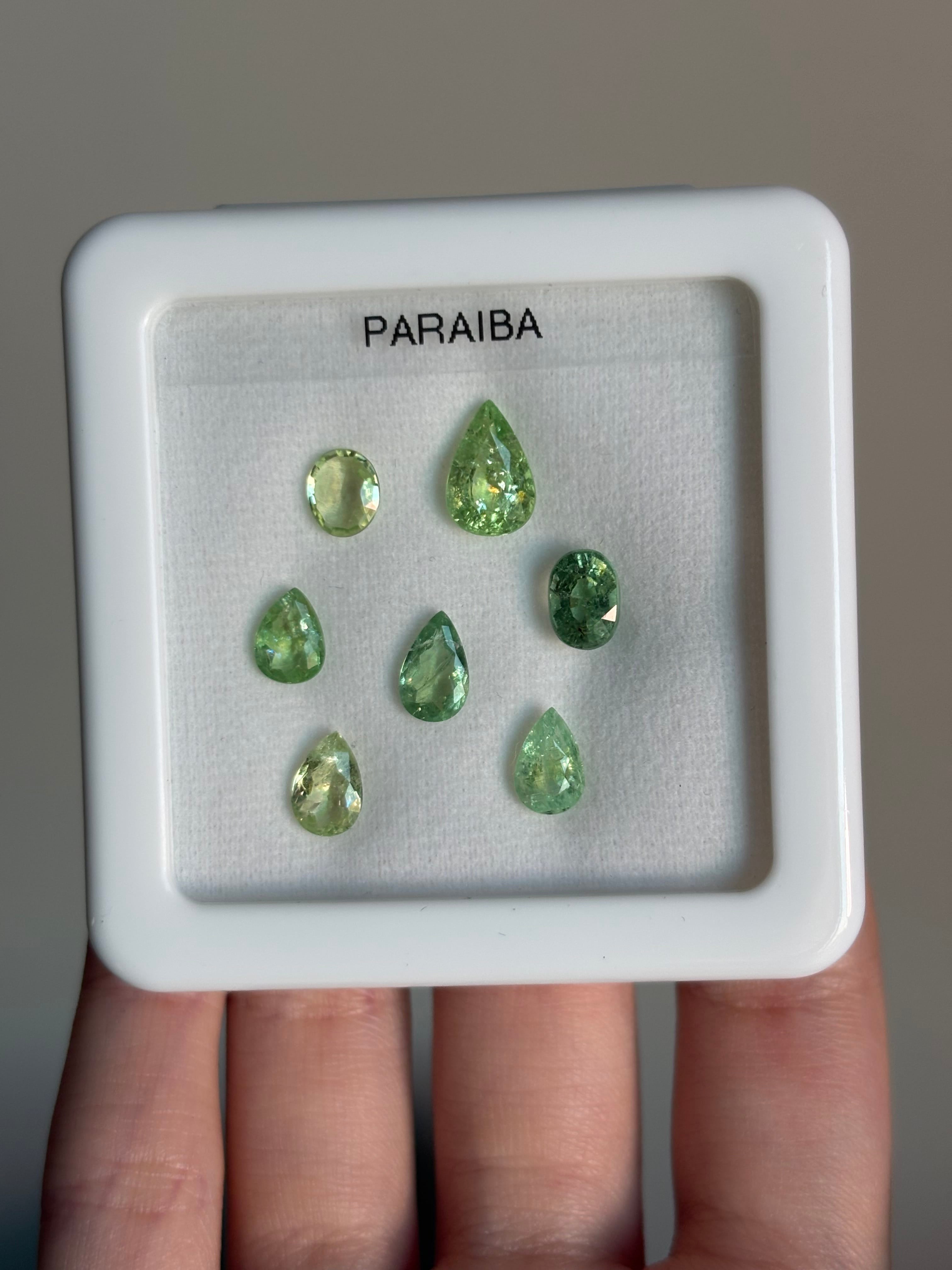 Luxury Promise 6.38ct Green Paraiba (7pcs) DXBCD1714