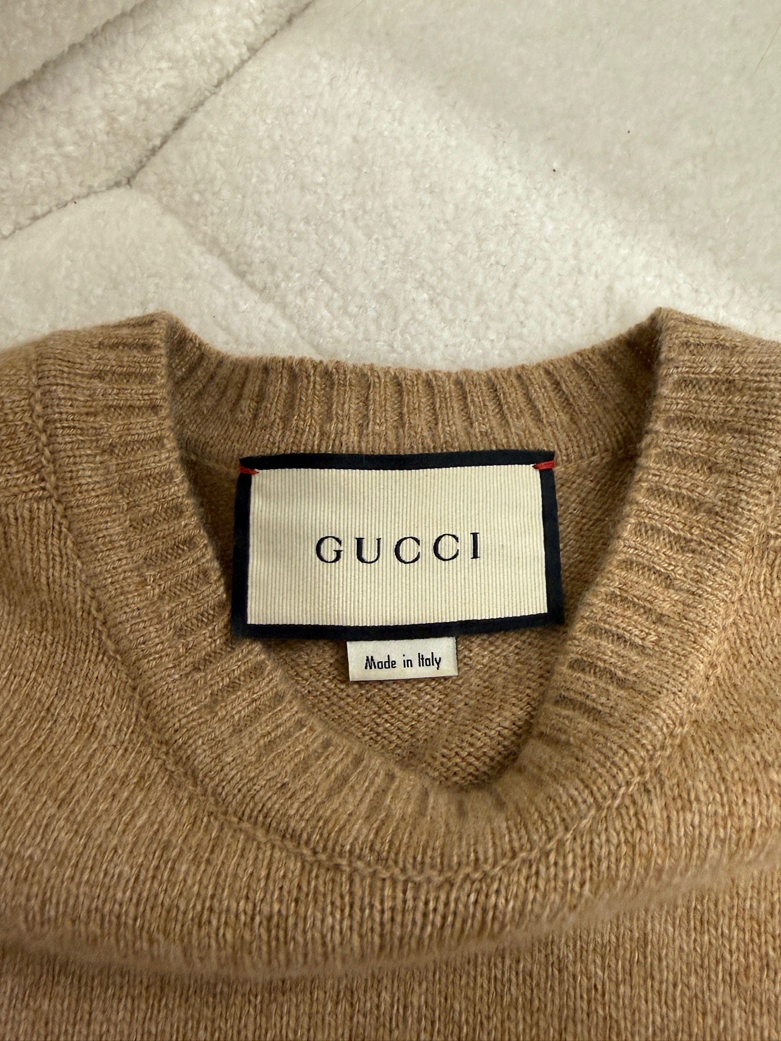 LUXURY PROMISE Gucci Horsebit-detailed leather-trimmed cashmere sweater