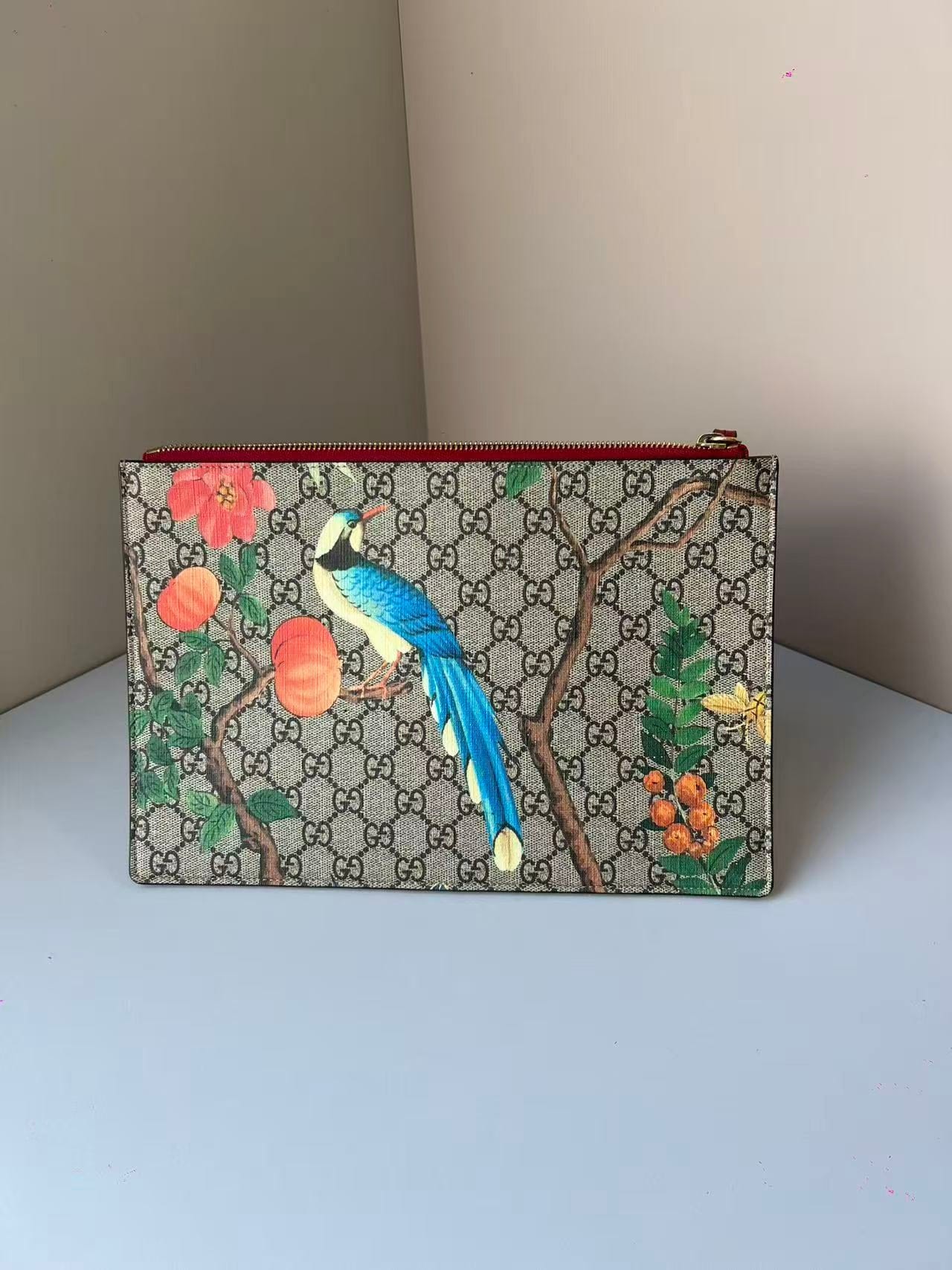 LUXURY PROMISE Gucci Tian Canvas Pouch | Vintage Charm, Artistic Elegance