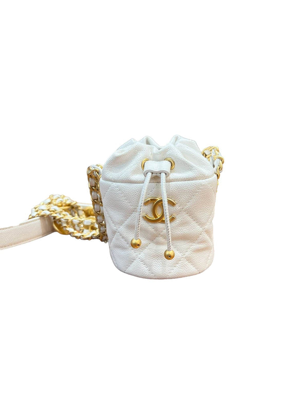 Luxury Promise Chanel Mini White Bucket Bag