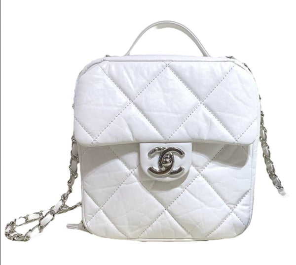 Luxury Promise Chanel White Top Handle Bag with Cross Body Chain