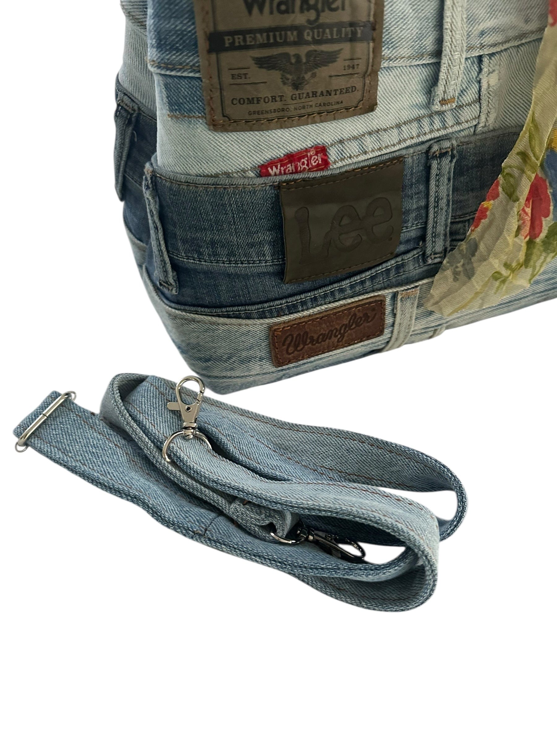 LUXURY PROMISE Denim Jean Double Zip Bag