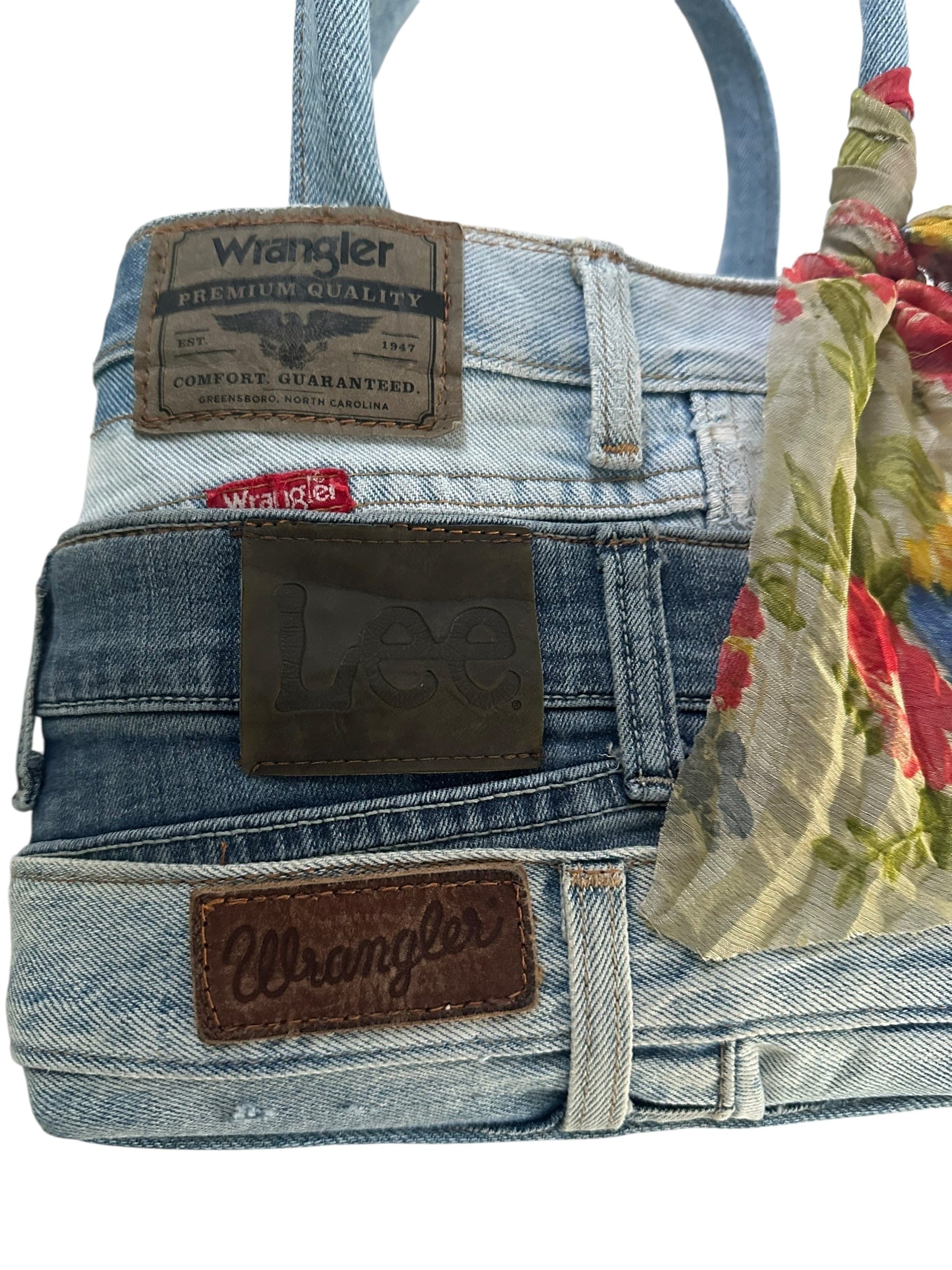 LUXURY PROMISE Denim Jean Double Zip Bag