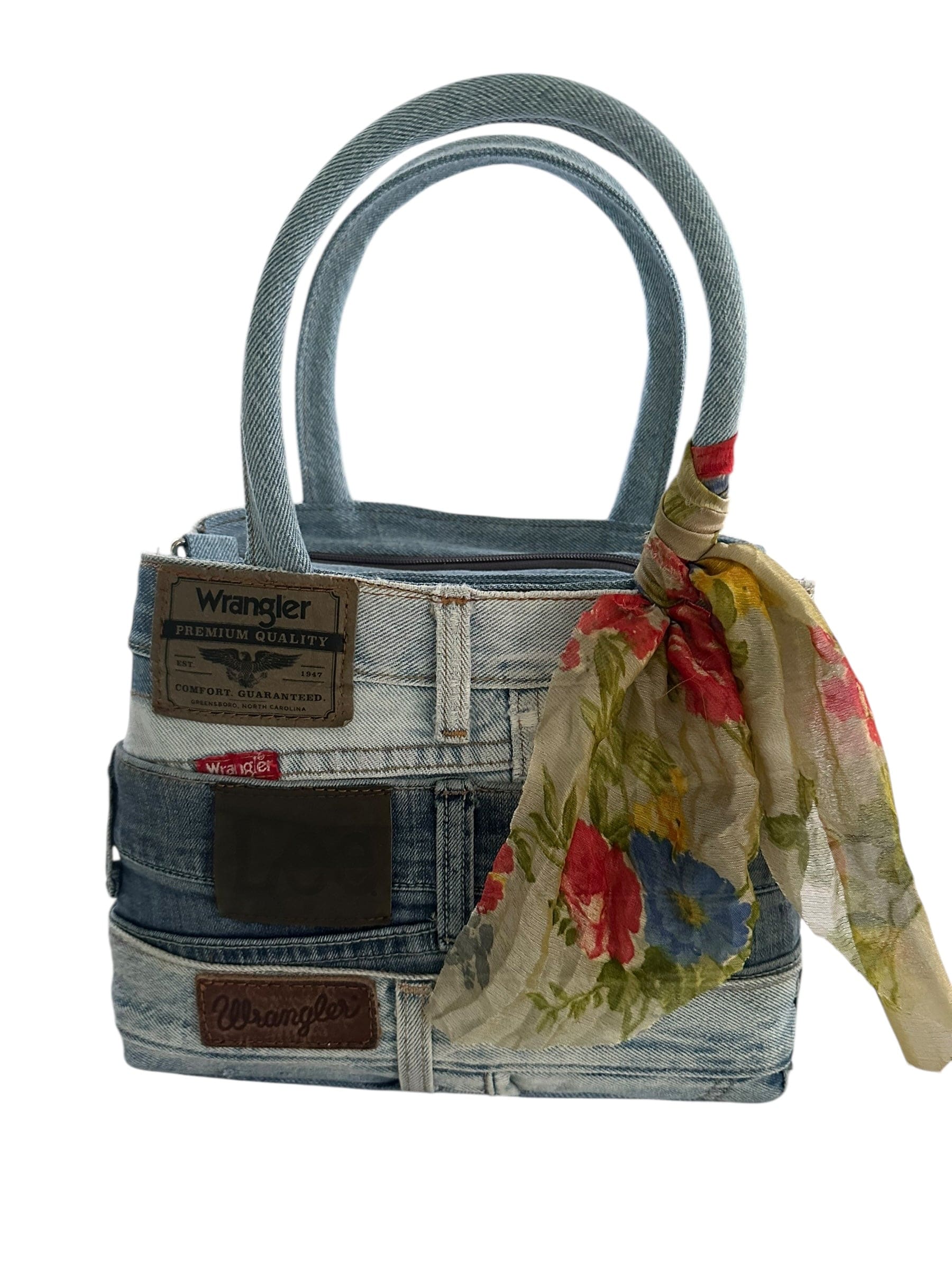 LUXURY PROMISE Denim Jean Double Zip Bag