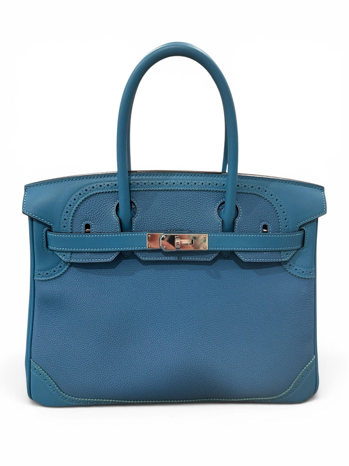 LUXURY PROMISE Hermes Birkin 30 Ghillies in Turquoise Togo/Swift with PHW